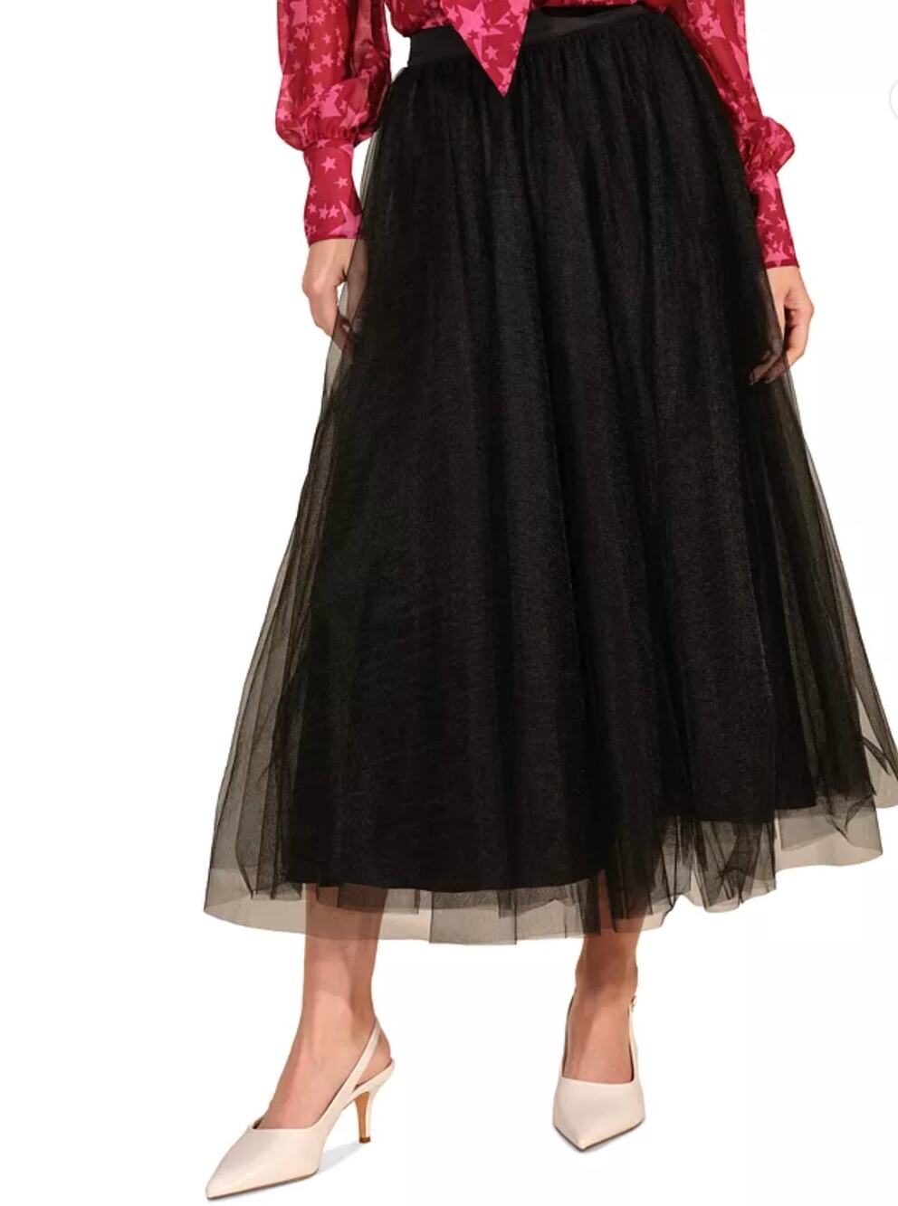 Isaac Mizrahi Tulle Full Midi Skirt L Black NWOT Designer Glam Luxury Cocktail